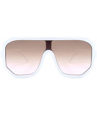 Square Retro square big box unisex 2019 new one-piece lens fashion trend sunglasses UV400 - White - CO18RLQM9TZ $11.35