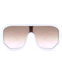 Square Retro square big box unisex 2019 new one-piece lens fashion trend sunglasses UV400 - White - CO18RLQM9TZ $11.35