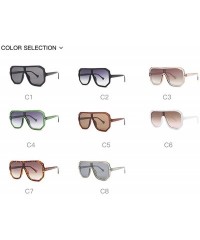 Square Retro square big box unisex 2019 new one-piece lens fashion trend sunglasses UV400 - White - CO18RLQM9TZ $11.35