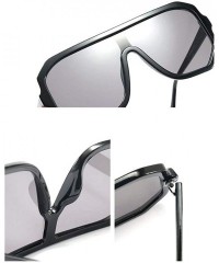 Square Retro square big box unisex 2019 new one-piece lens fashion trend sunglasses UV400 - White - CO18RLQM9TZ $11.35