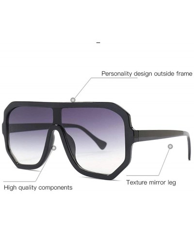 Square Retro square big box unisex 2019 new one-piece lens fashion trend sunglasses UV400 - White - CO18RLQM9TZ $11.35