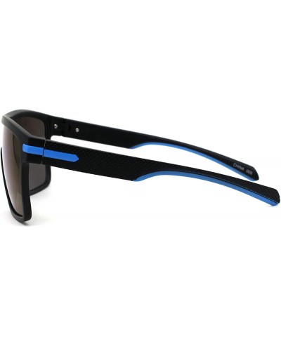 Rectangular Mens Oversized Shield Robotic Sport Plastic Sunglasses - Black Blue Mirror - C618ZTA43QN $9.62