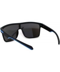 Rectangular Mens Oversized Shield Robotic Sport Plastic Sunglasses - Black Blue Mirror - C618ZTA43QN $9.62