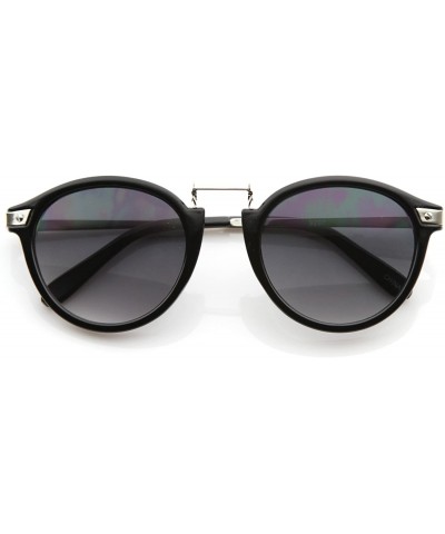 Wayfarer Vintage Inspired Round Horned Rim P-3 Frame Retro Sunglasses - Shiny Black-silver - CN119YAGPBL $19.24