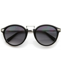 Wayfarer Vintage Inspired Round Horned Rim P-3 Frame Retro Sunglasses - Shiny Black-silver - CN119YAGPBL $10.28