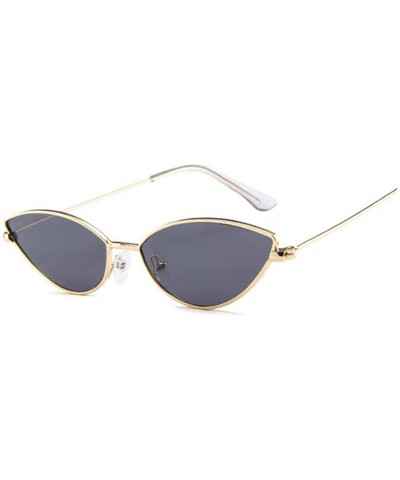 Cat Eye Fashion Vintage Cat Eye Sunglasses Women Metal Luxury Rose Gold Mirror Sun Glasses UV400 - Goldgray - C2197Y6U6CS $29.10