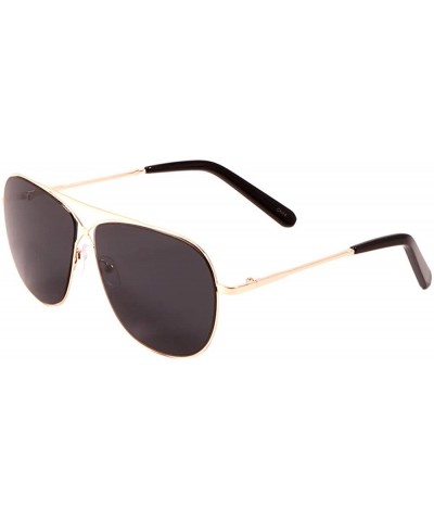 Aviator Thin Metal Frame Crossed Bridge Round Aviator Sunglasses - Black - C5197QKLIWC $15.08