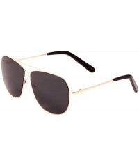 Aviator Thin Metal Frame Crossed Bridge Round Aviator Sunglasses - Black - C5197QKLIWC $15.08