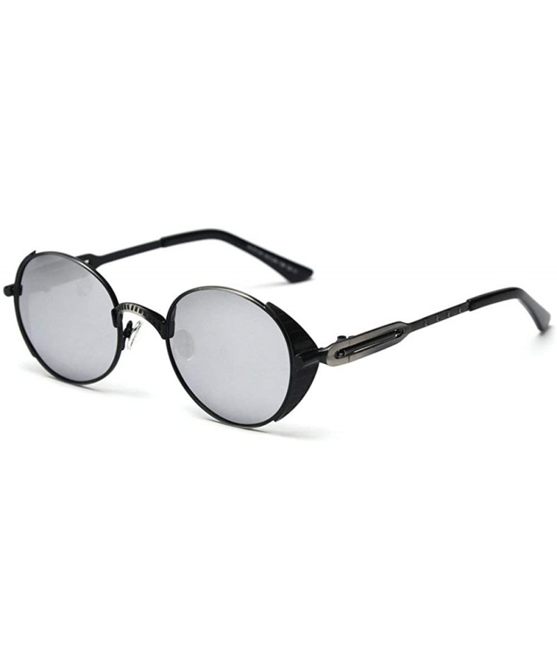Round 2020 retro punk wind polarized sunglasses unisex fashion personality designer driving glasses - Silver - CR193MZSKED $1...