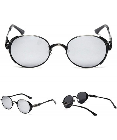 Round 2020 retro punk wind polarized sunglasses unisex fashion personality designer driving glasses - Silver - CR193MZSKED $1...