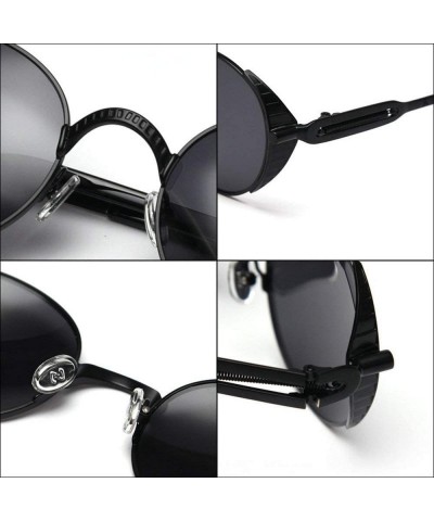 Round 2020 retro punk wind polarized sunglasses unisex fashion personality designer driving glasses - Silver - CR193MZSKED $1...