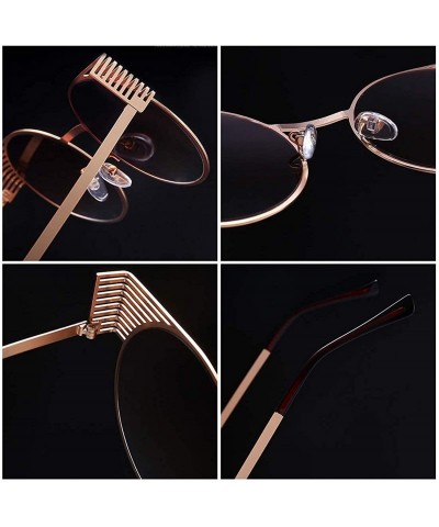 Round Unisex Vintage Round Metal Frame Tinted Lenses Sunglasses UV400 - Gold Brown - CZ18NDRGQZZ $8.59