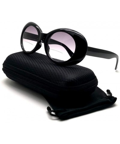 Round Vintage Sunglasses UV400 Bold Retro Oval Mod Thick Frame Perspective Sunglasses For Men - Black - C218YUL0SRS $23.57
