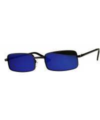 Rectangular Perfect Rectangular Sunglasses Unisex Fashion Metal Frame Mirror Lens UV 400 - Gunmetal (Blue Mirror) - C718EHK94...