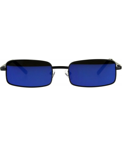 Rectangular Perfect Rectangular Sunglasses Unisex Fashion Metal Frame Mirror Lens UV 400 - Gunmetal (Blue Mirror) - C718EHK94...