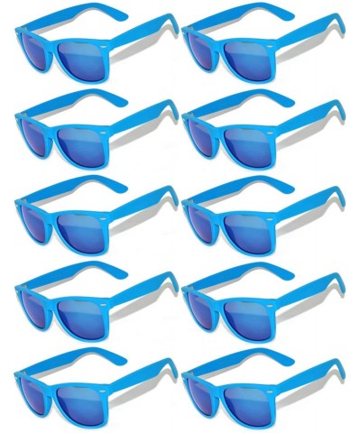 Rimless Vintage Mirrored Lens Sunglasses Matte Frame 10 Pack in Multiple Colors OWL. - 10_pairs_blue_matte - CS127GNUJER $52.01