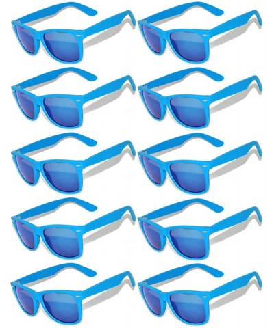 Rimless Vintage Mirrored Lens Sunglasses Matte Frame 10 Pack in Multiple Colors OWL. - 10_pairs_blue_matte - CS127GNUJER $52.01