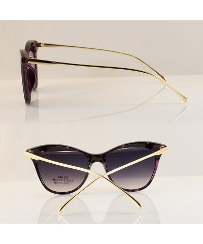 Cat Eye Classic Gradient/Smoke Flat Lens Cat-Eye Sunglasses A102 - Purple/ Black Gradient - C5180K90T06 $13.85