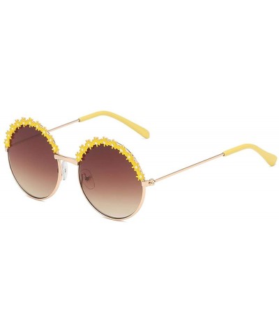 Square 2019 Festival Metal Frame Kids Sunglasses Flower Round Sun Glasses Girls Boys Baby Children Oculos - Yellow - CB199CRC...