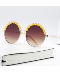 Square 2019 Festival Metal Frame Kids Sunglasses Flower Round Sun Glasses Girls Boys Baby Children Oculos - Yellow - CB199CRC...