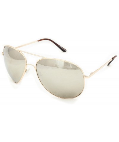 Aviator Metal Classic Spring Temple Hinge Aviator Sunglasses in Gold/Mirror - CY117KY8XZF $9.65