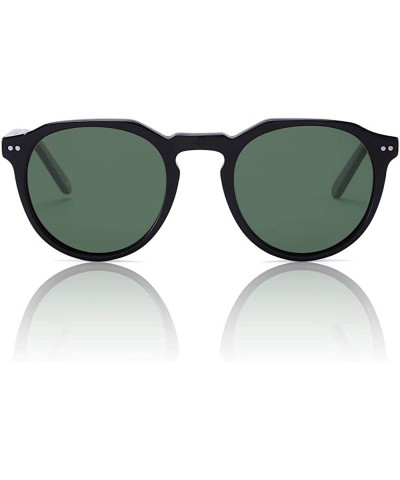 Round Round Acetate Sunglasses for Women Men - Retro Polarized Sunglasses Slim Frame Fashion Designer Style - CK1966MDXXZ $48.75