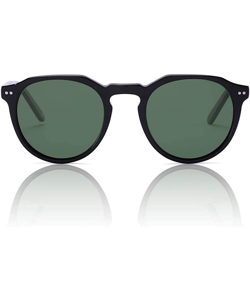 Round Round Acetate Sunglasses for Women Men - Retro Polarized Sunglasses Slim Frame Fashion Designer Style - CK1966MDXXZ $23.06