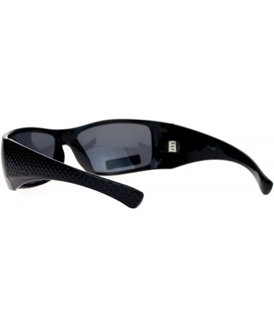 Wrap Pablo Zanetti Polarized Sunglasses Mens Classic Rectangle Biker Frame - Black (Black) - CR189LS0IRU $10.81