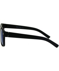 Rectangular Mens Retro Minimal Mob Rectangular Horned Plastic Sunglasses - Blue Mirror - CG184YC86HA $11.95