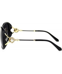 Butterfly Polarized Lens Womens Pearl Jewel Gem Brooch Hinge Butterfly Sunglasses - Black Smoke - C618TOXGTK8 $17.29