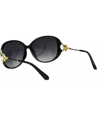 Butterfly Polarized Lens Womens Pearl Jewel Gem Brooch Hinge Butterfly Sunglasses - Black Smoke - C618TOXGTK8 $17.29