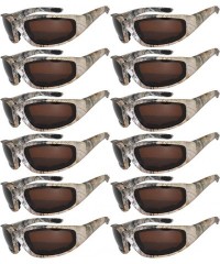 Sport Set of 12 Pairs Motorcycle CAMO Padded Foam Sport Glasses Colored Lens - Camo2_brown_12_pairs - CX1855CIUUE $46.34