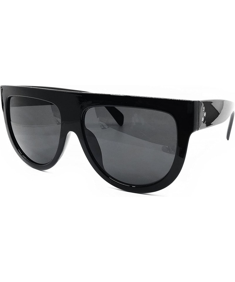 Oversized 6520 Oversize XL Mirror Tint Havana Shadow Style Designer Flat Top Womens Mens Sunglasses - Shiny Black - CK188CNCU...