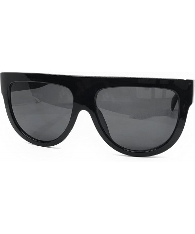 Oversized 6520 Oversize XL Mirror Tint Havana Shadow Style Designer Flat Top Womens Mens Sunglasses - Shiny Black - CK188CNCU...