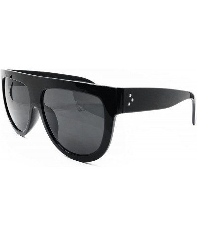 Oversized 6520 Oversize XL Mirror Tint Havana Shadow Style Designer Flat Top Womens Mens Sunglasses - Shiny Black - CK188CNCU...