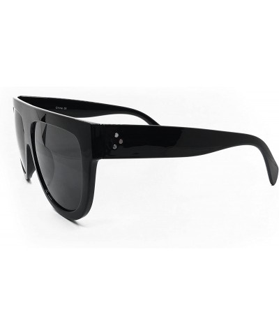 Oversized 6520 Oversize XL Mirror Tint Havana Shadow Style Designer Flat Top Womens Mens Sunglasses - Shiny Black - CK188CNCU...