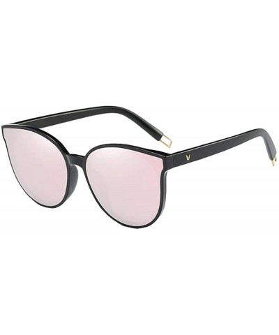 Oversized The Luxe Flat Top Oversized Cat Eye Sunglasses for Girls and Women - Black Pink - C718ZWK8ZAL $74.29