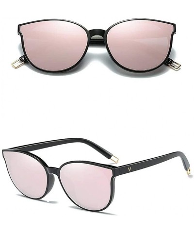 Oversized The Luxe Flat Top Oversized Cat Eye Sunglasses for Girls and Women - Black Pink - C718ZWK8ZAL $30.53