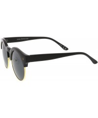 Semi-rimless Modern Horn Rimmed Metal Trim Round Flat Lens Half Frame Sunglasses 51mm - Black-gold / Smoke - CX17YHULC29 $12.09