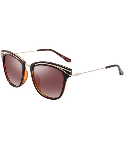 Sport Retro Cat Eye Polarized Sunglasses Oversized for Men and Women Color Mirror Lens Shades PZ9830 - Brown - CK194EH7366 $1...