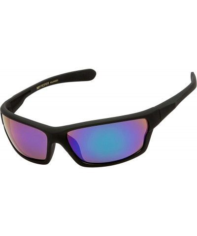 Wrap Polarized Wrap Around Sports Sunglasses - Black Matte Rubberized - Mystic Mirror - CY18CSUINWX $22.62