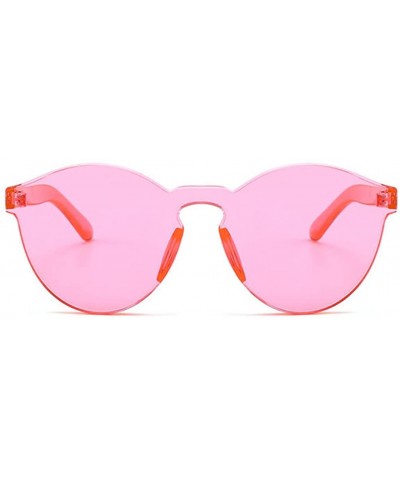 Rimless Oversized One Piece Rimless Tinted Sunglasses Clear Colored Lenses - Rose Pink - CI199CDUIYW $18.72