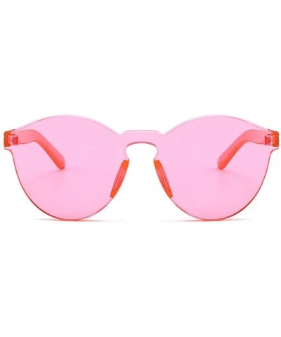 Rimless Oversized One Piece Rimless Tinted Sunglasses Clear Colored Lenses - Rose Pink - CI199CDUIYW $9.36