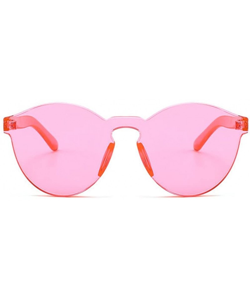 Rimless Oversized One Piece Rimless Tinted Sunglasses Clear Colored Lenses - Rose Pink - CI199CDUIYW $9.36