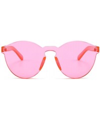 Rimless Oversized One Piece Rimless Tinted Sunglasses Clear Colored Lenses - Rose Pink - CI199CDUIYW $9.36