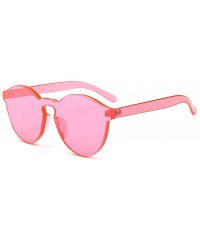 Rimless Oversized One Piece Rimless Tinted Sunglasses Clear Colored Lenses - Rose Pink - CI199CDUIYW $9.36