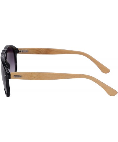 Aviator Lightweighted Frame Sunglasses Mirror Lens Women Bamboo Sunglasses-1076 - Black - C612O6GYPR0 $14.30