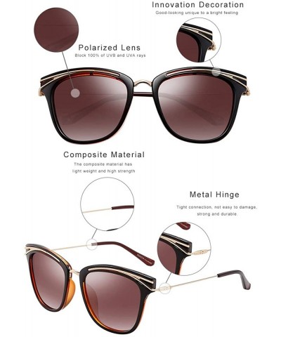 Sport Retro Cat Eye Polarized Sunglasses Oversized for Men and Women Color Mirror Lens Shades PZ9830 - Brown - CK194EH7366 $1...