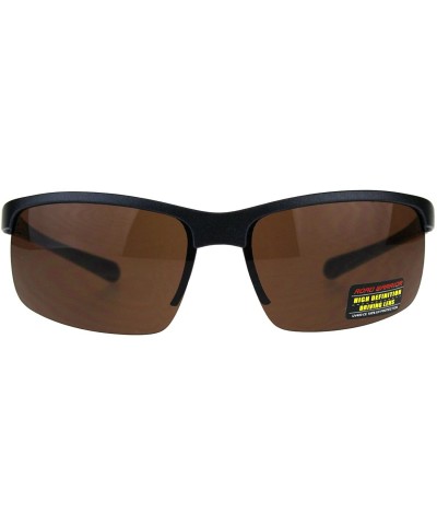 Rimless HD High Definition Lens Sunglasses Road Warrior Half Rim Sports Shades - Gunmetal - CK18E3LW64L $7.94