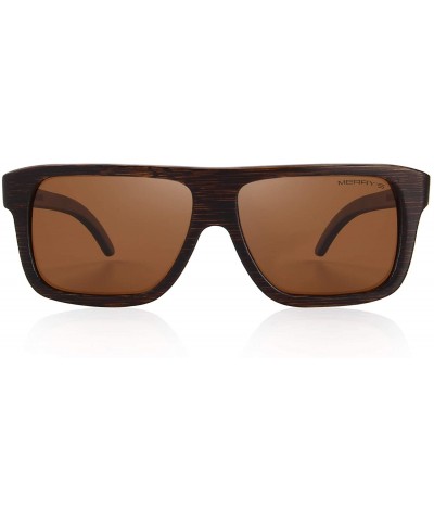 Rectangular Men Wooden Polarized Sunglasses 100% UV Protection vintage Eyewear S5066 - Brown - C318QCR6IC9 $23.46